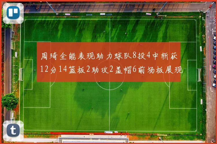 周琦全能表现助力球队8投4中斩获12分14篮板2助攻2盖帽6前场板展现实力